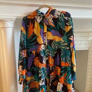 Colorful Tropical Print Dress